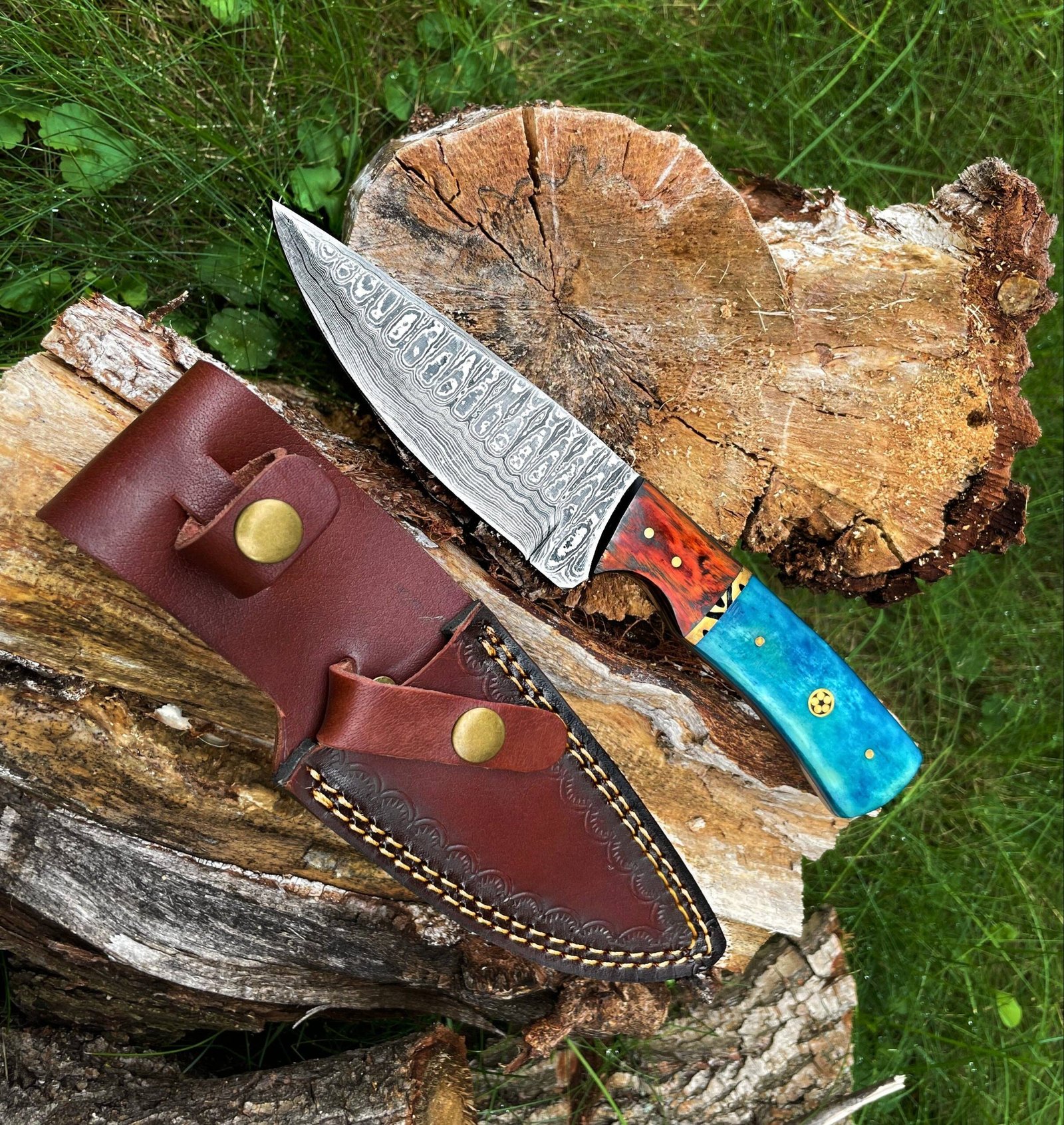 Titan International - Hand forged knife, Damascus knife, Drop- Style blade, Black